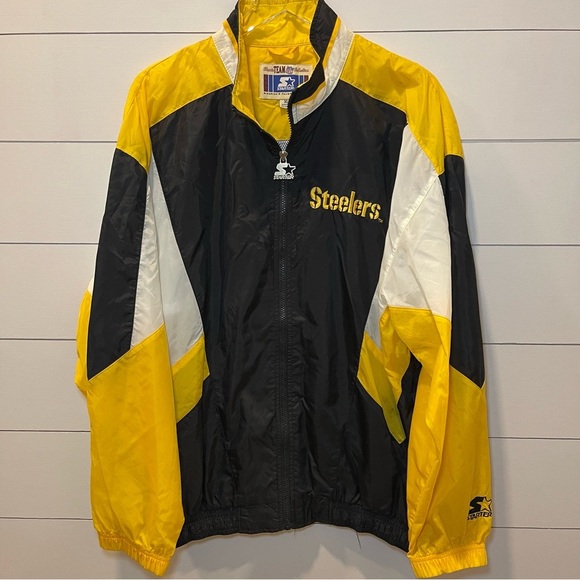 Starter NFL Pittsburgh Steelers Vintage Black Yellow Windbreaker Jacket Adult XL - Picture 1 of 9